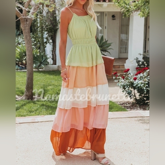 NWT Vici Boho Ruffled Tiered Maxi Dress - Picture 10 of 13